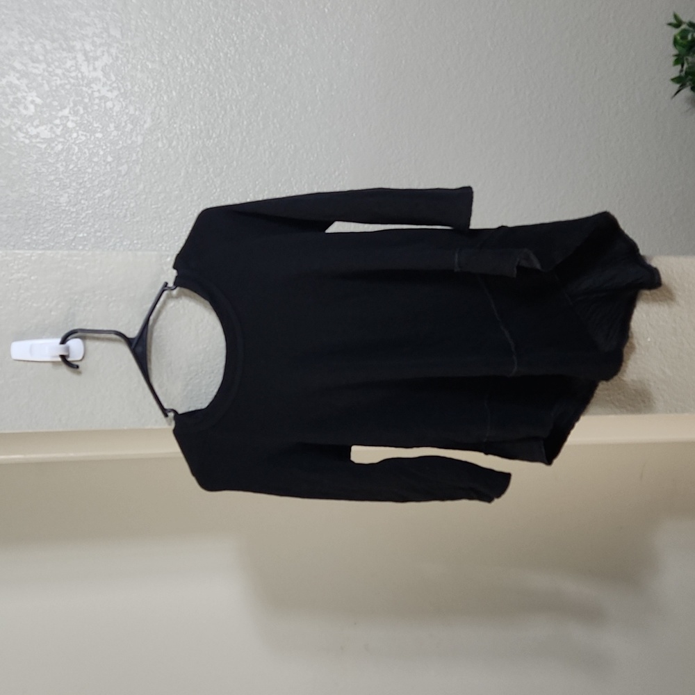 Able Black Cotton Asymmetrical Hooded Cotton Ruffled Top Size Medium